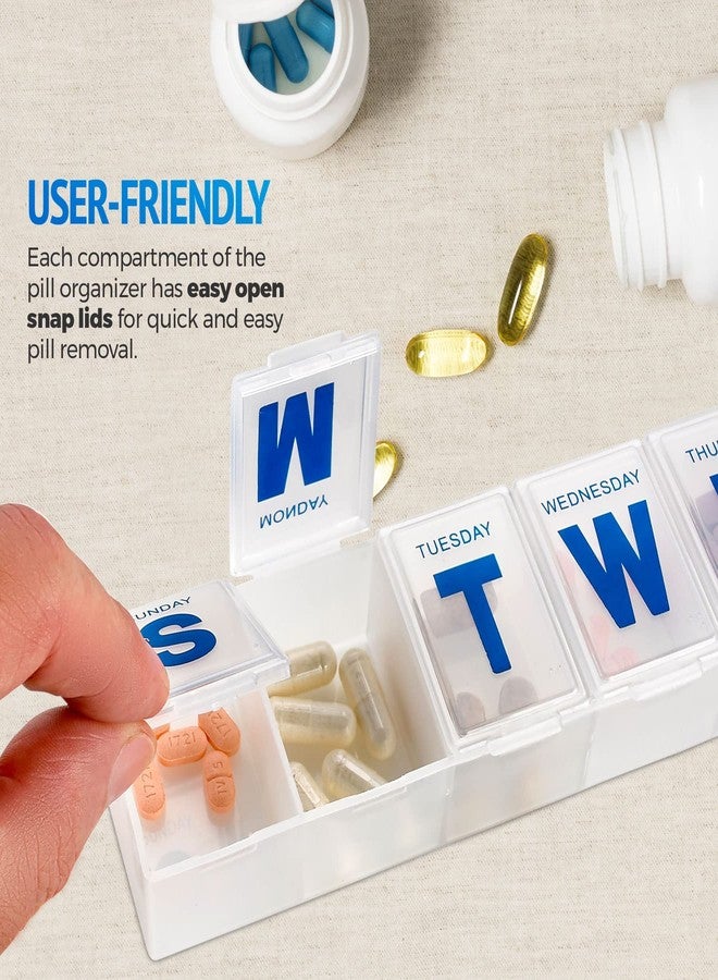 MEDca Weekly Pill Organizer - Extra Large Pill, Medicine, Vitamin Organizer Box, Weekly, Daily Planner Container with Easy to Read Letters, BPA Free - Daily Travel 7 Day Medication Pill Box Case - Image 4